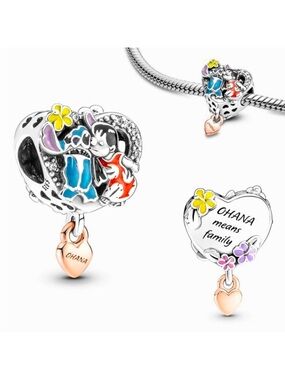 Disney Lilo and stitch Ohana Heart Dangle Charm